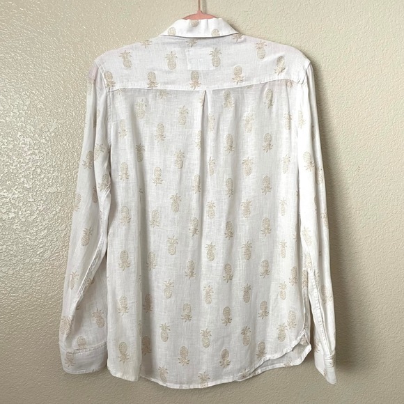 Rails Top Womens Small White Gold Charli Pineapple Linen Button Down Tropical - Picture 8 of 11